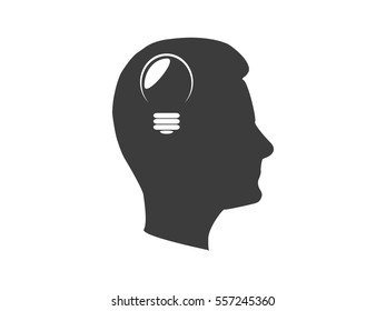 a man's head, bulb icon, vector illustration eps10