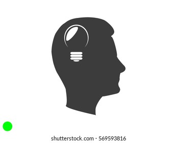 a man's head, bulb icon, vector illustration eps10