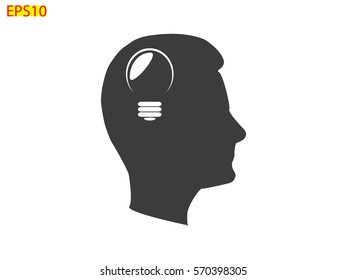 a man's head, bulb icon, vector illustration eps10