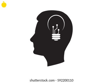 a man's head, bulb icon, vector illustration eps10