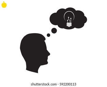 a man's head, bulb icon, vector illustration eps10