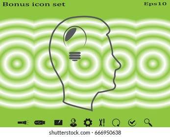 a man's head, bulb icon, vector illustration eps10