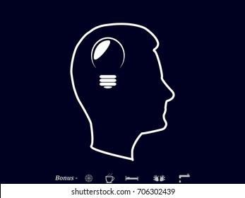a man's head, bulb icon, vector illustration eps10