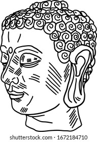 Dibujo de cabeza, ilustración, vector sobre fondo blanco.