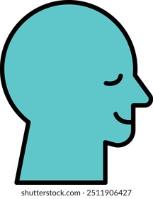 A man's head is drawn in black and white. The head is smiling and he is sleeping