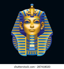 The man's head in Egyptian style multicolored on black background