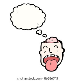 la cabeza del hombre con pensamiento cerebral expuesto