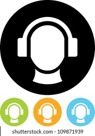 Man's head in headphones - Vector icon isolated