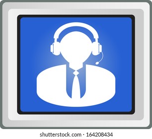 Man's head in headphones - Vector icon 