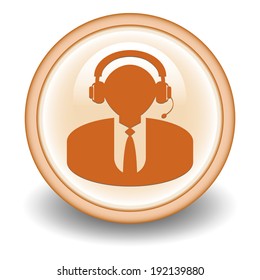 Man's head in headphones - Vector icon 