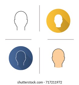 Man's head icon. Flat design, linear and color styles. User. Isolated vector illustrations