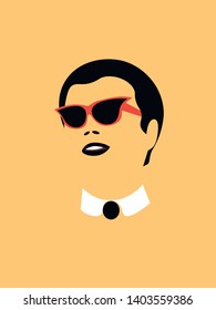 Man's head on yellow background