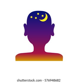 Mans head outline with night background