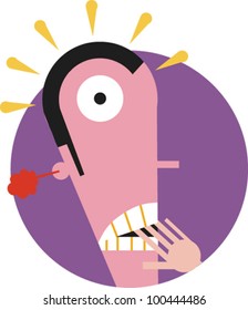 Man's head showing signs of stress and fear