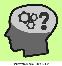 Man's head silhouette with question mark