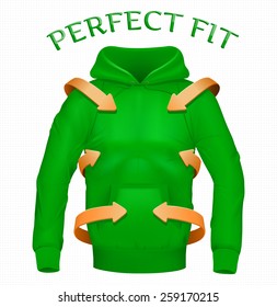 Man's hoodie, perfect fit, vector