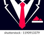 A man's jacket with a tie and a handkerchief in his breast pocket. Design for invitations to events with dress codes, for a wedding, a stag party, a theater, an exhibition.