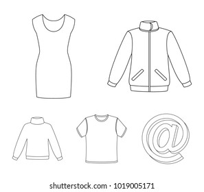 A mans jacket, a tunic, a T-shirt, a business suit. Clothes set collection icons in outline style vector symbol stock illustration web.