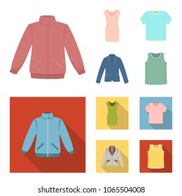 A mans jacket, a tunic, a T-shirt, a business suit. Clothes set collection icons in cartoon,flat style vector symbol stock illustration web.