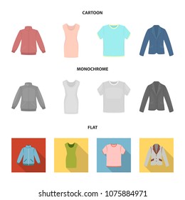 A mans jacket, a tunic, a T-shirt, a business suit. Clothes set collection icons in cartoon,flat,monochrome style vector symbol stock illustration web.