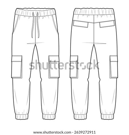 Mans jersey cargo jogger. Template, mockup