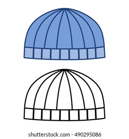 Man's knitted hat outlined template (front view), vector illustration isolated on white background 