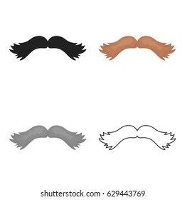 Man's mustache icon in cartoon style isolated on white background. Beard symbol stock vector illustration