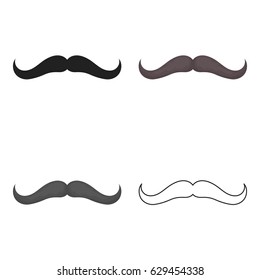 Man's mustache icon in cartoon style isolated on white background. Beard symbol stock vector illustration.