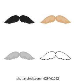 Man's mustache icon in cartoon style isolated on white background. Beard symbol stock vector illustration.