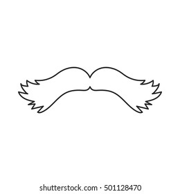 Man's mustache icon in outline style isolated on white background. Beard symbol stock vector illustration