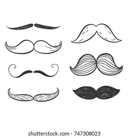 Man's mustache icons set. Vector element.