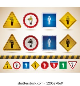 Man's occupation icons set - 4 icons for to represent different kind of professions, from left to right: Policeman, Waiter, Hotel boy, Businessman.