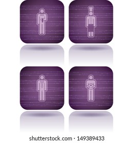 Man's occupation icons set from left to right: Waiter, Cook, Doctor, Driver. 