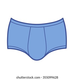 Man's outlined template brief underpants front view, vector illustration isolated on white background