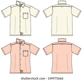 Man's pastel shirt set technical drawing