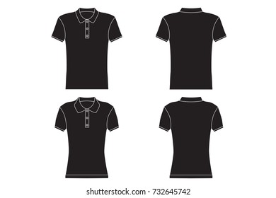 Man's polo shirt model, Woman's polo shirt, Polo shirt black and white model isolated on white background