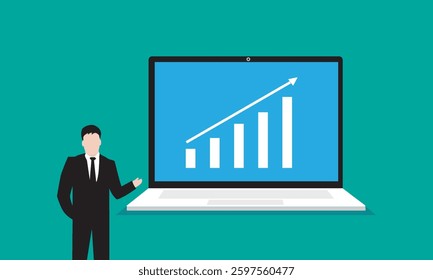 a man's presentation on a laptop about inflation