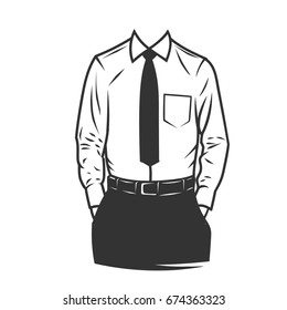 Man's profile with a folded arms. Vector illustration.