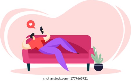 A man's relaxing on sofa