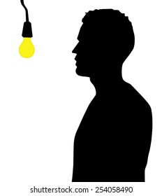 man's silhouette with lamp