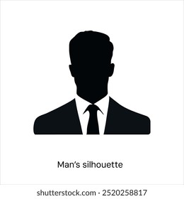 Perfil de silhueta do homem. Avatar. Ilustração de vetor. Silhueta do lado humano. Silhueta de homem de negócios