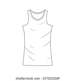 Man's sleeveless t-shirt with black isolated lines on white background. This is design for website (icon, button, symbol) and other ideas. Eps 10