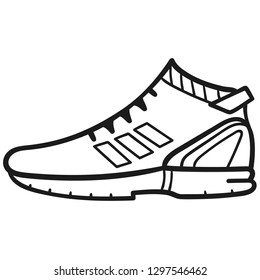 Mans sneakers outlined icon in white background