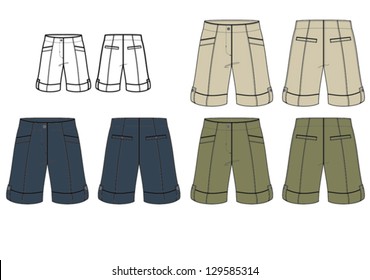 Man's tracking bermuda trousers technical drawing