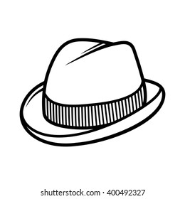 Mans Trilby Hat Icon Isolated on White Background. Vector