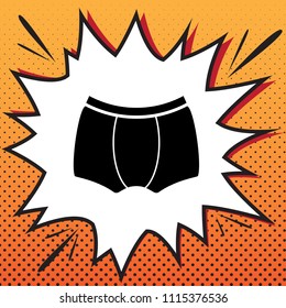 Man's underwear sign. Vector. Comics style icon on pop-art background.