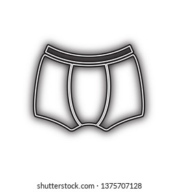 Man's underwear sign. Vector. Double contour black icon with soft shadow at white background. Isolated.