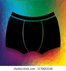 Man's underwear sign. Vector. Flat style black icon on white.