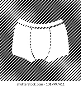 Man's underwear sign. Vector. Icon. Hole in moire background.