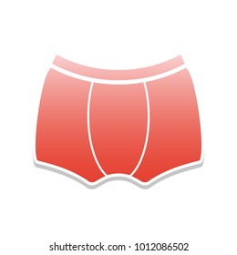 Man's underwear sign. Vector. Reddish icon with white and gray shadow on white background. Isolated.